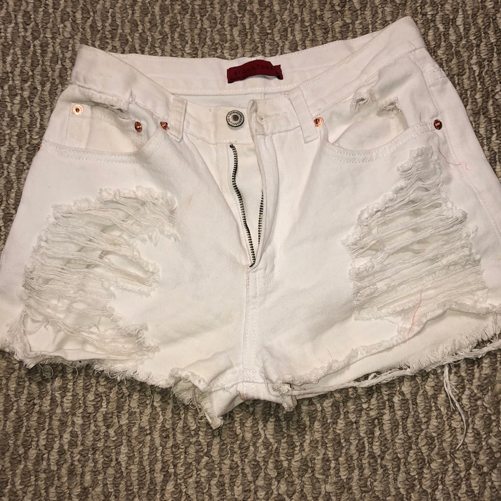 White jean shorts